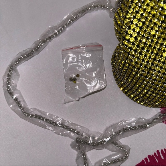 Yellow Rhinestones Swing Handle Bucket Bag - Picture 10 of 10